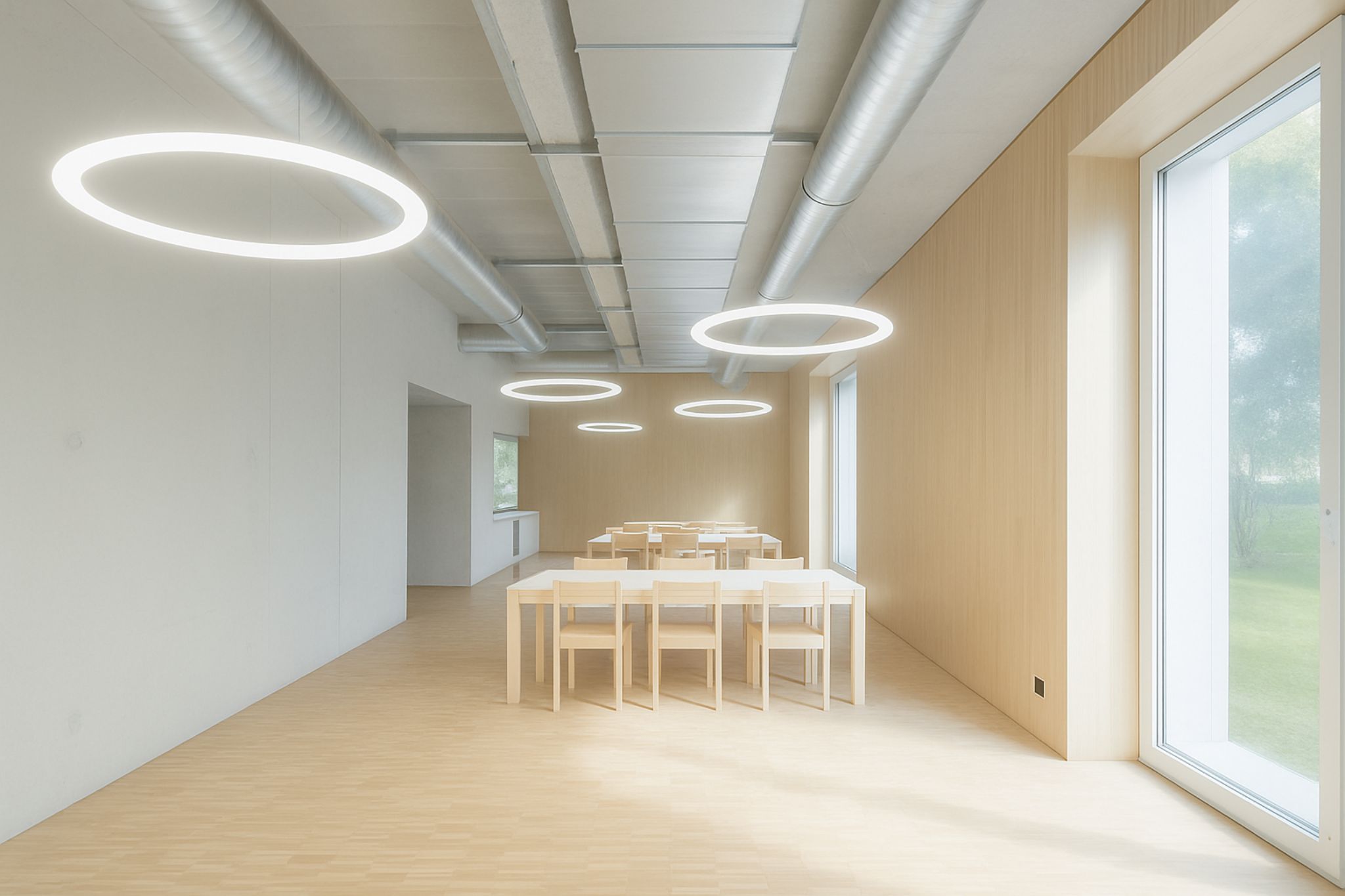 Kita speiseraum ringleuchten led leuchtstoff 01