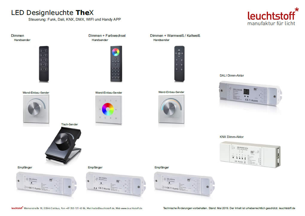 Zubehörteile für die LED-Designleuchte TheX